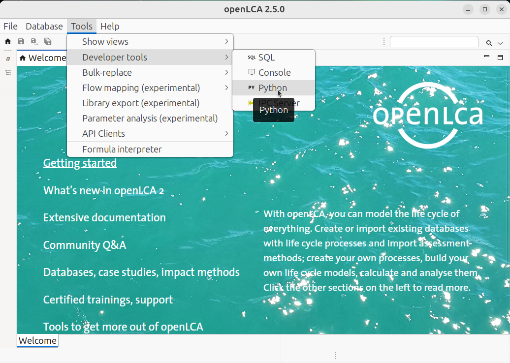 Open the Python editor