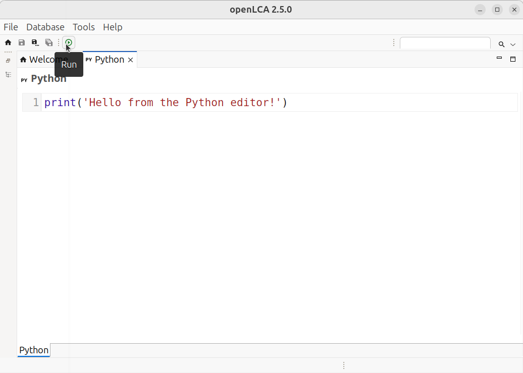 Run a script in openLCA